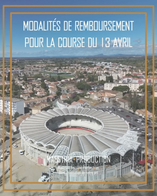 🚨 MODALITÉS DE REMBOURSEMENT 🚨

🎟️ Vous avez jusqu'au 20 avril pour demander votre remboursement !

🎫 Si vous avez acheté votre billet aux guichets des arènes, vous pourrez vous faire rembourser au même endroit, du lundi au vendredi, entre 10h et 13h.

📩 Si vous avez acheté votre place sur internet, veuillez envoyer un mail à lesarenesdelunel@gmail.com avec votre billet en pièce jointe. 

📱Si vous avez la moindre question, vous pouvez contacter la billetterie directement au 06 31 13 19 01

🔥 Et n'oubliez pas, le prochain rendez-vous : le lundi 21 avril pour la grande royale de la manade Saumade ! 🐂

🎟️ Billetterie ⬇️

📩 Sur internet : www.arenesdelunel.fr

📞 Par téléphone : 06 31 13 19 01 ou aux guichets des Arènes 🏟️ :

du lundi au vendredi, de 10h à 13h, et en continu les jours de course. 

#coursescamarguaises #lunel #arenesdelunel #taureaux